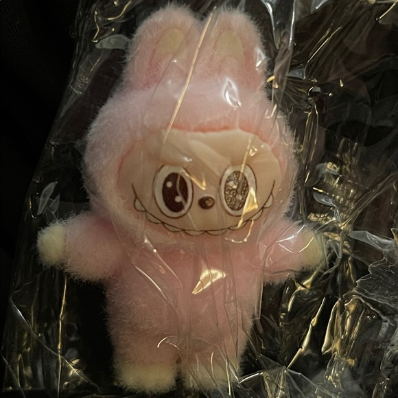 Miniature Labubu Light Pink Velvet Figurine Standing Style 1.5 Inches - Picture 2 of 3